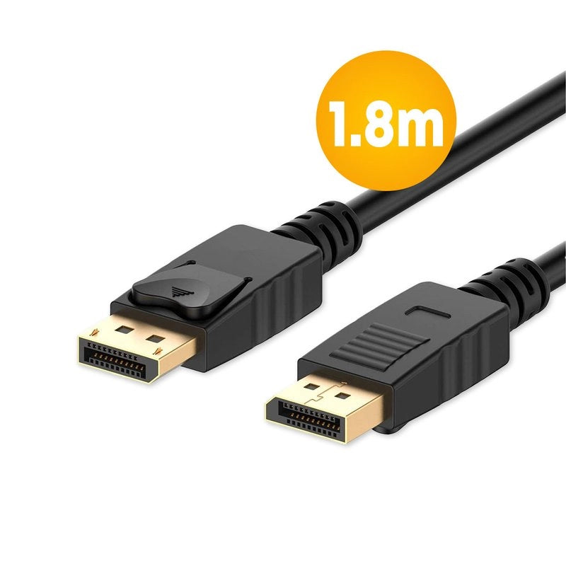Cavo DisplayPort Placcato in Oro 4K UltraHD Audio e Video in Alta Definizione Compatibile con Monitor e Proiettori fino a 144Hz di Resoluzione 1.8m