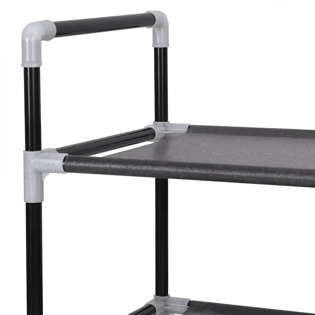 Scarpiera con 4 Ripiani Metallo e Tessuto Non Tessuto Nero cod mxl 49945