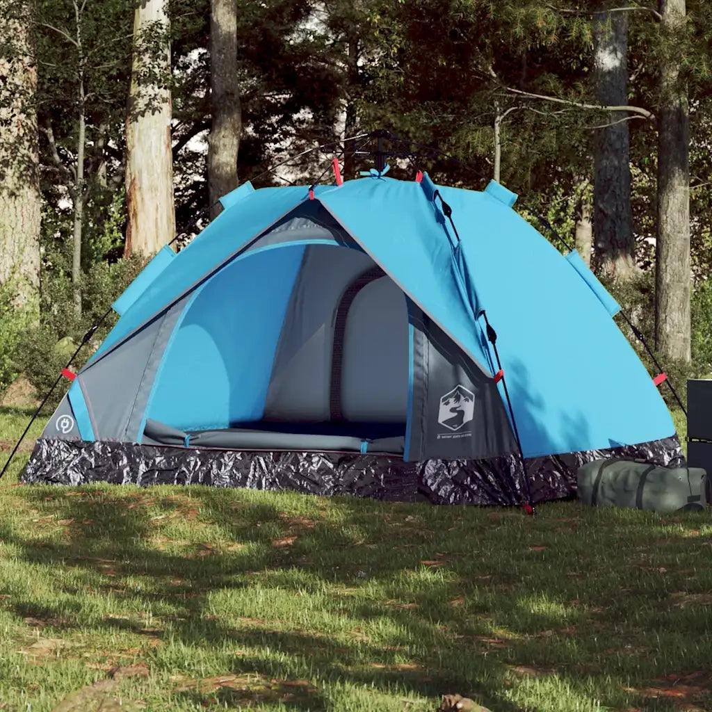 Tenda a Cupola da Campeggio 3 Persone-Tenda per Escursionismo Blu a Rilascio Rapido 711837