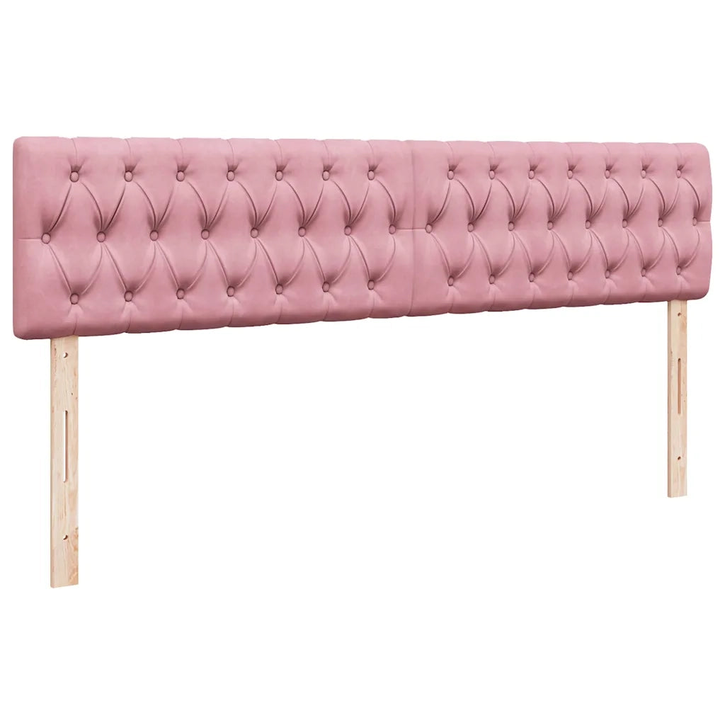 Struttura Letto Pouf con Materasso Rosa 160x200 cm in Velluto 3312709