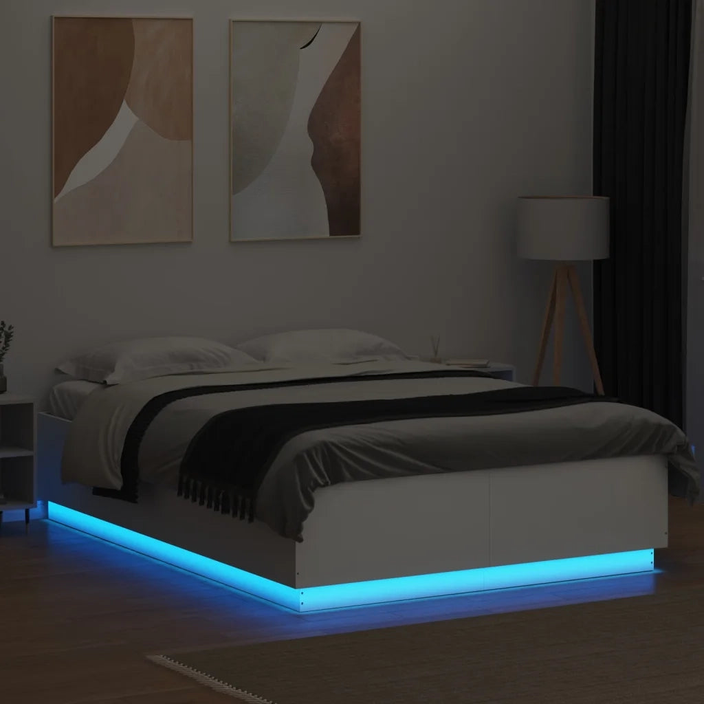 Giroletto con Luci LED Bianco 150x200 cm in Legno Multistrato 3209604