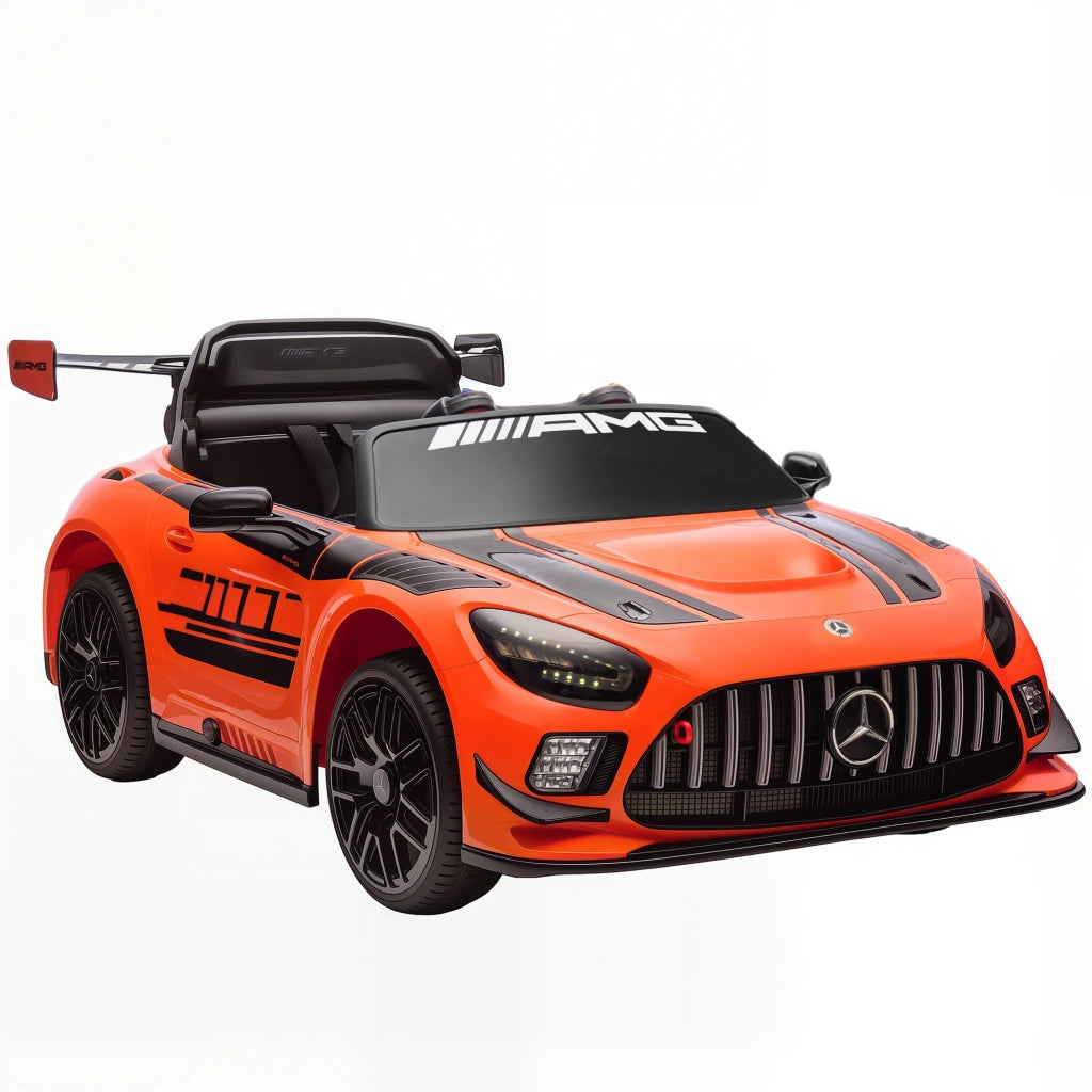 Macchina Elettrica Bambini 3-8 Anni Licenza Ufficiale Mercedes AMG 12V con Telecomando Luci LED Arancione