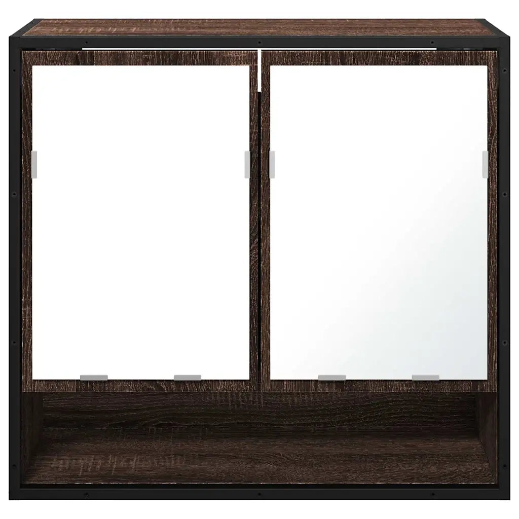 vidaXL Mobile Bagno Specchio Rovere Marrone 65x20x60 Legno Multistrato