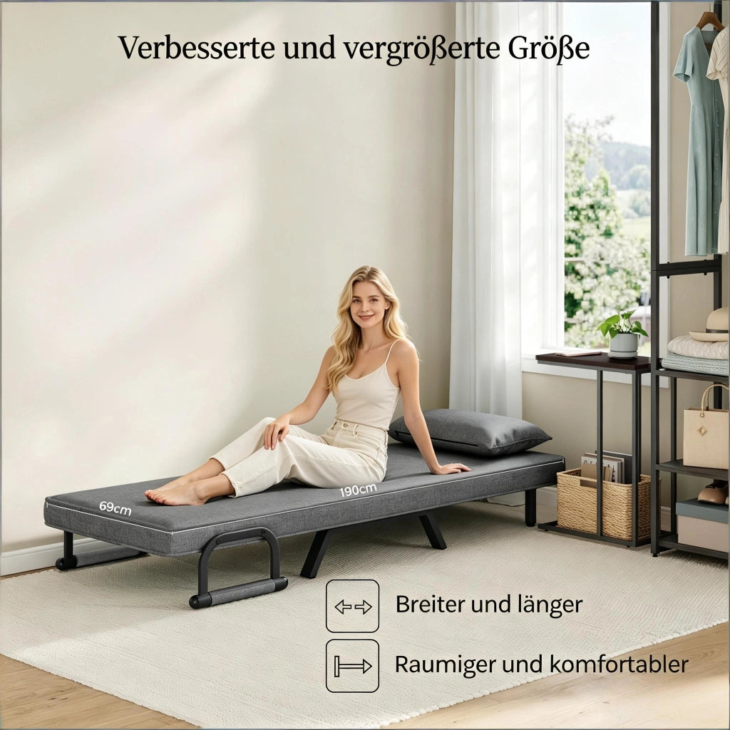 POLTRONA letto 3 in 1 reclinabile 190x74 cm in lino grigio scuro