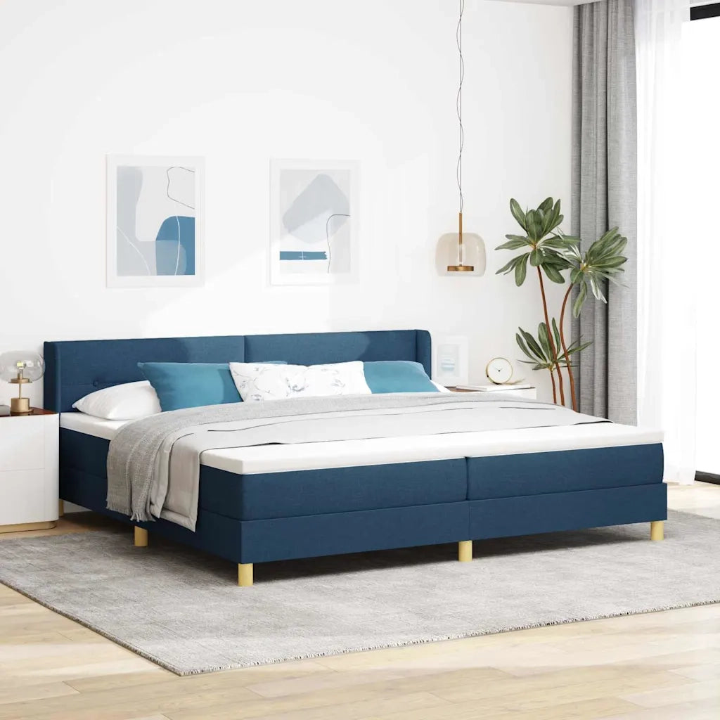 Letto a molle con testiera Blu 200 x 200 cm Tessuto 3341320
