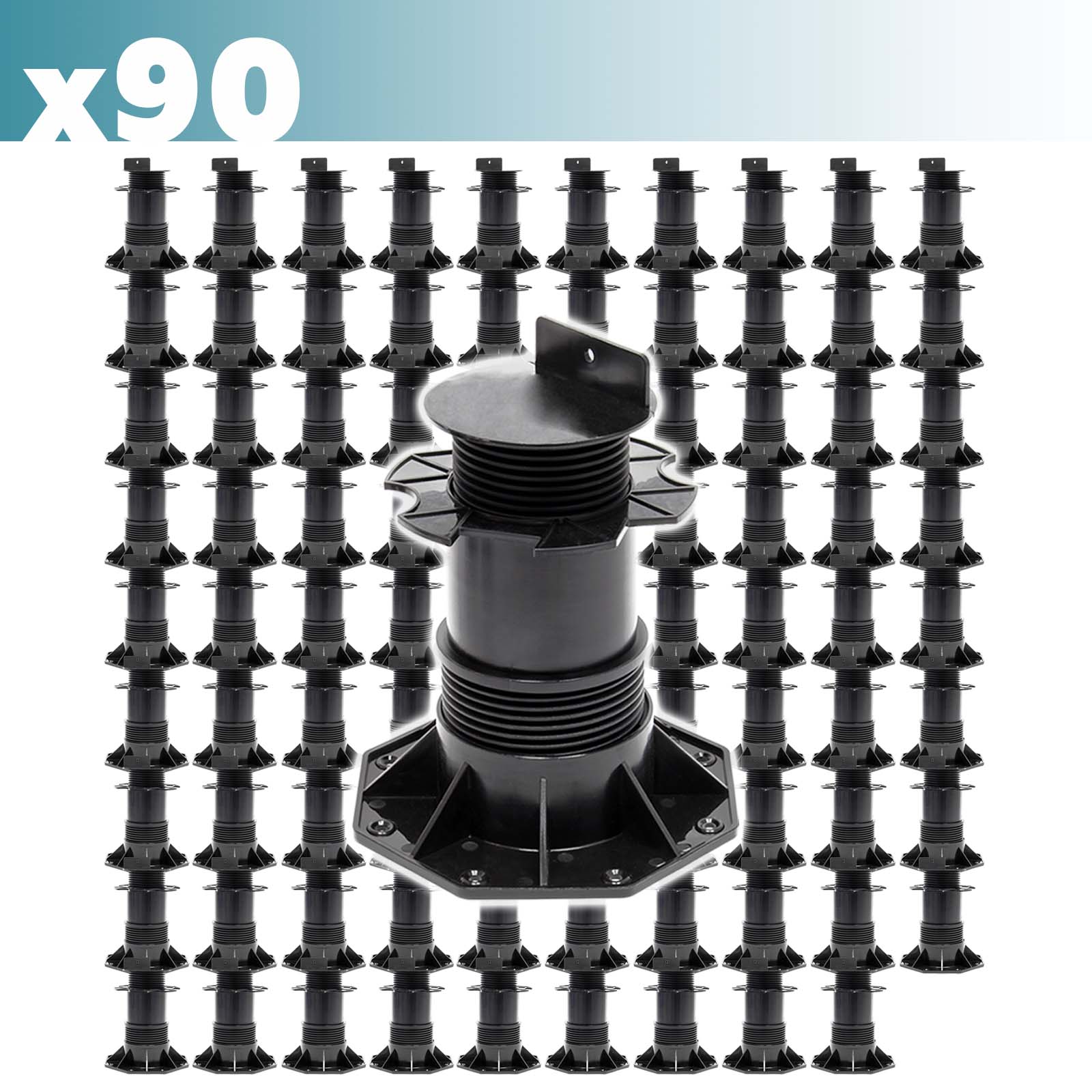 Set 90 supporti per pavimenti galleggianti Altezza regolabile 140-210mm Max 2700 kg Piedini per decking