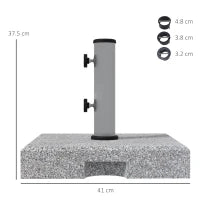 Base per Ombrellone da 28kg in Granito con Maniglia Estensibile e Rotelle, 41x41x37.5cm, Grigio