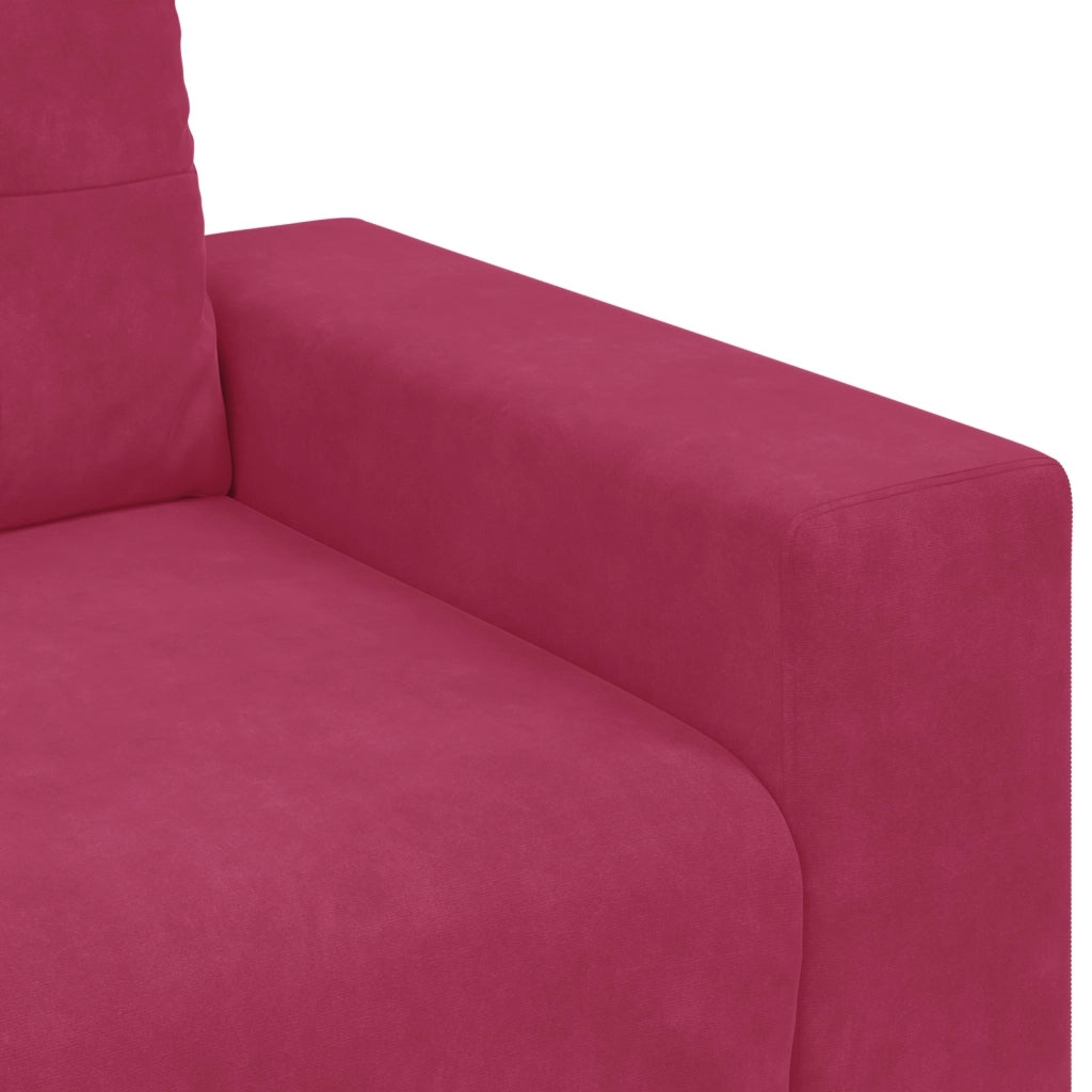 Set Divano 3 Pezzi con Cuscini Velluto Rosso Vino