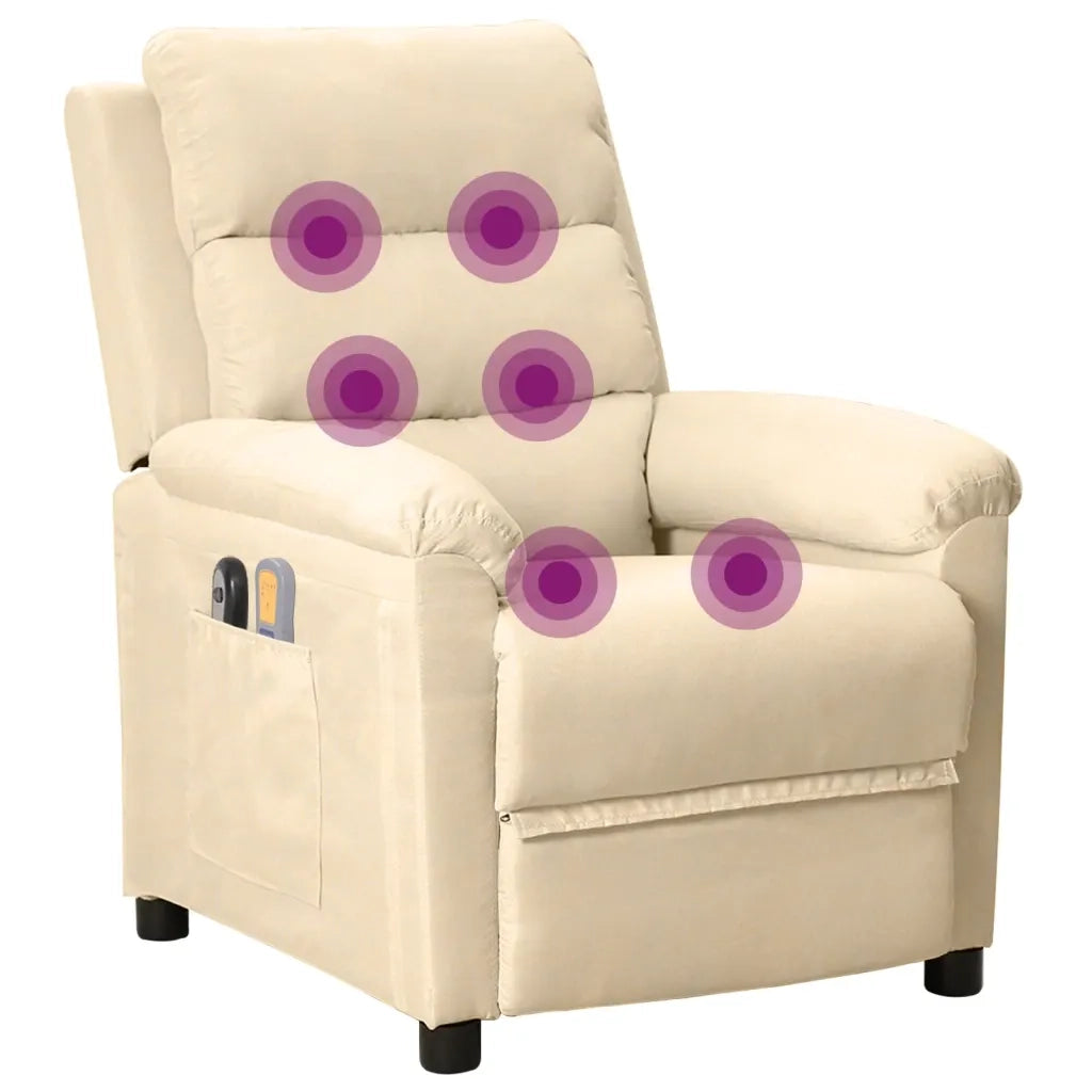 Poltrona Massaggiante Elettrica Crema in Tessuto cod mxl 32422
