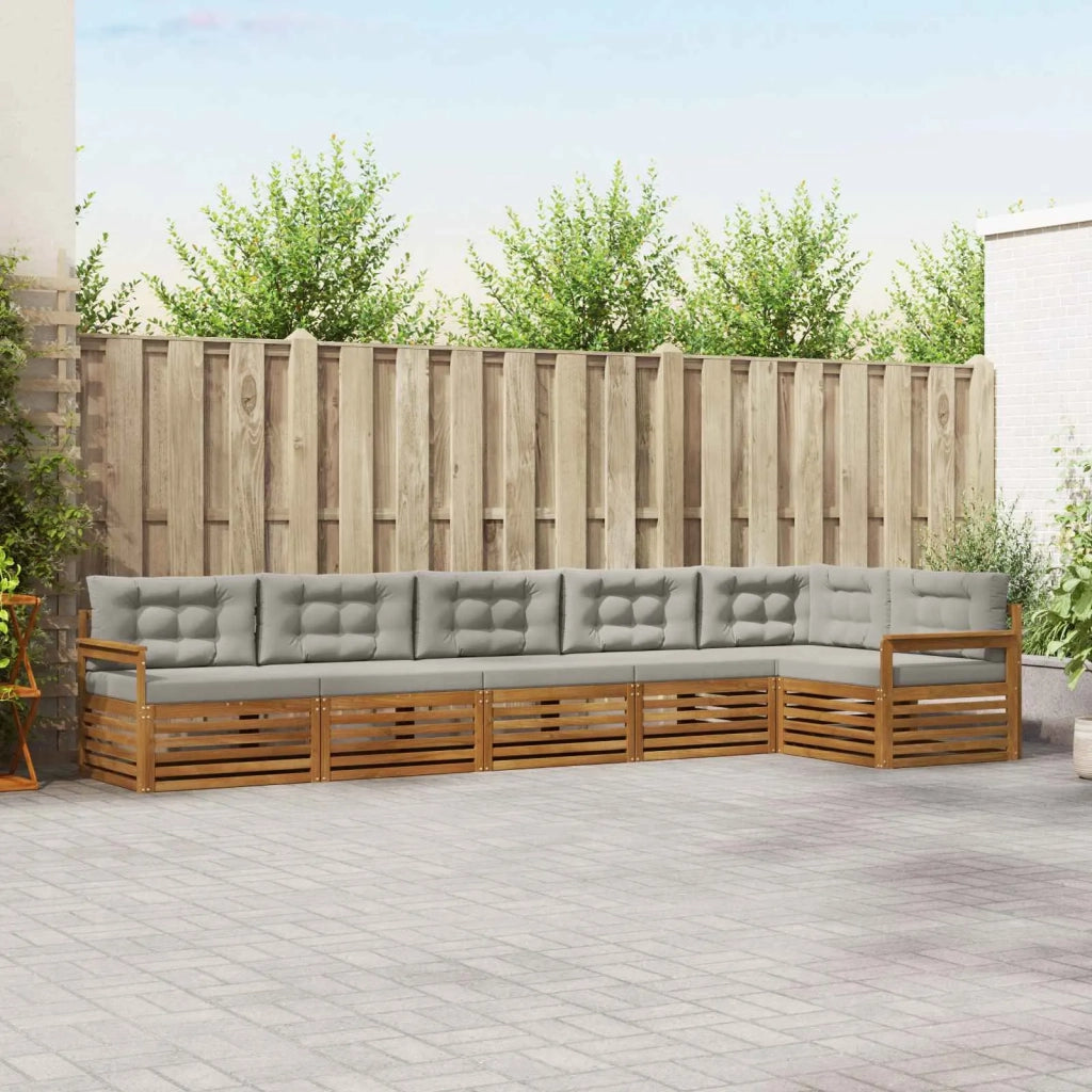 Set di divani da esterno 6 pcs Grigio Naturale e Chiaro