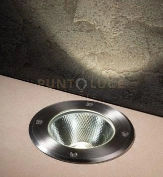 FARO A INCASSO CALPESTABILE LED WALK ACCIAIO TONDO 12W 1400LM 3000K IP67 14X9,15CM