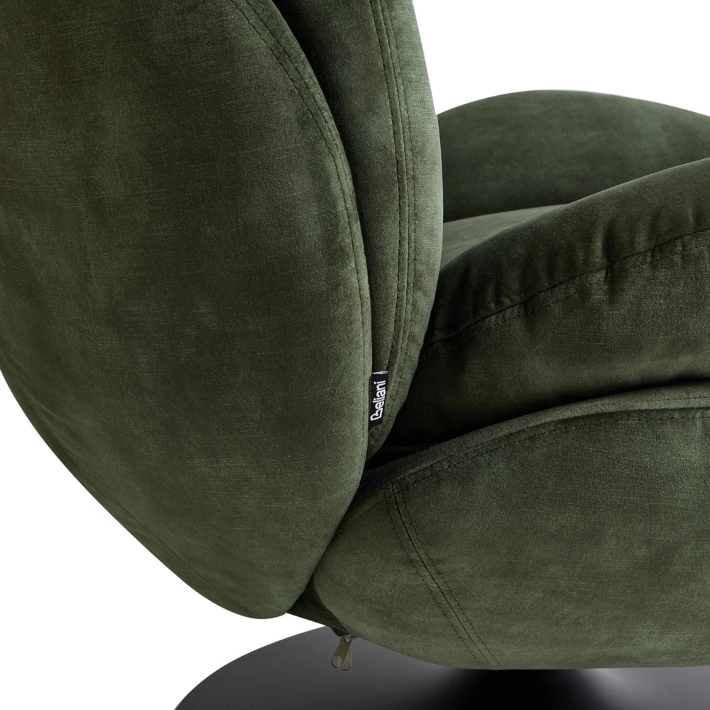 Poltrona girevole Velluto verde scuro Base singola con sedile imbottito Button Tufted