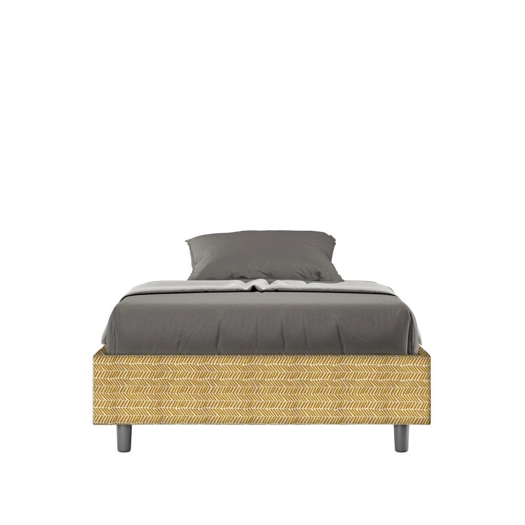 Letto una piazza e mezza con rete imbottito 120x200 tessuto Aragona 8 blu Azelia
