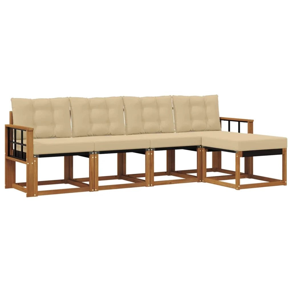 Set di divani da esterno con cuscino 5 pcs Naturale e Beige 3368576