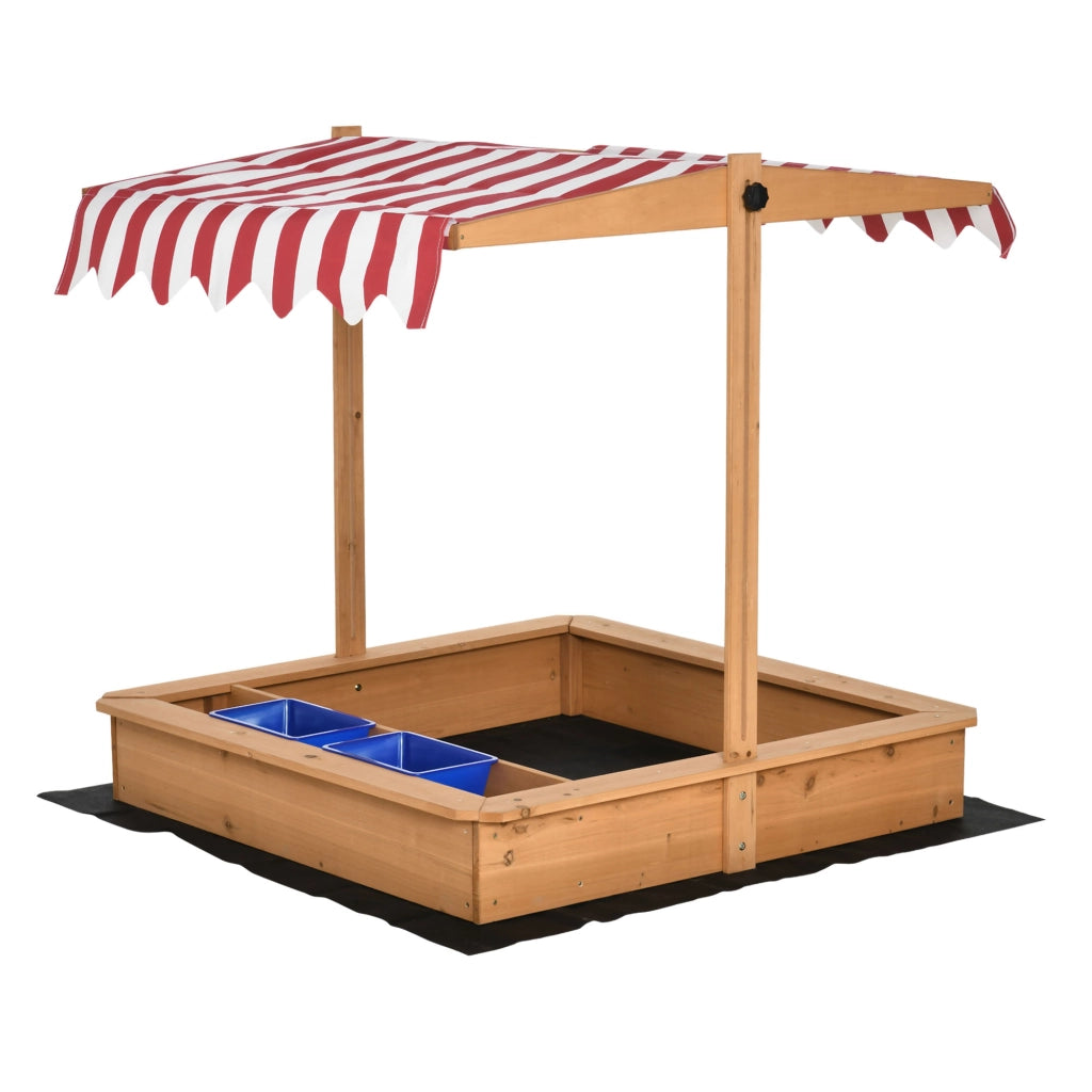 Sandbox per bambini con copertura regolabile in altezza ¨C zephmum ¨C 107.5x107.5 cm in legno