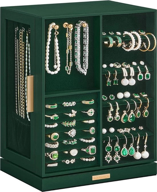 Scatola per gioielli - 16,3 x 25,1 x 29 CM - 5 cassetto - Verde