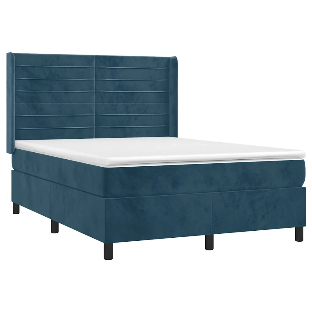 Giroletto a Molle con Materasso Blu Scuro 140x200 cm in Vellutocod mxl 74742