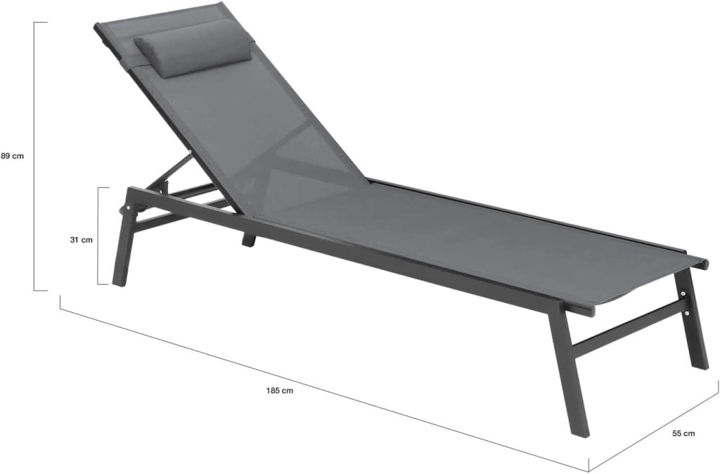 Set di 2 lettini da Giardino reclinabili in Alluminio Sintra Grigio Antracite e Nero
