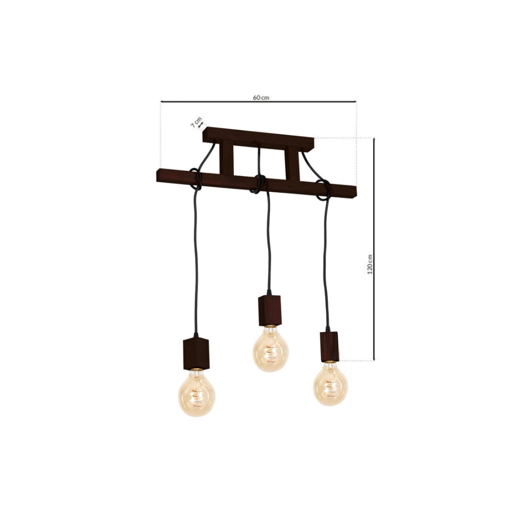 Lampadario a sospensione Milagro Jack 3xE27 legno scuro