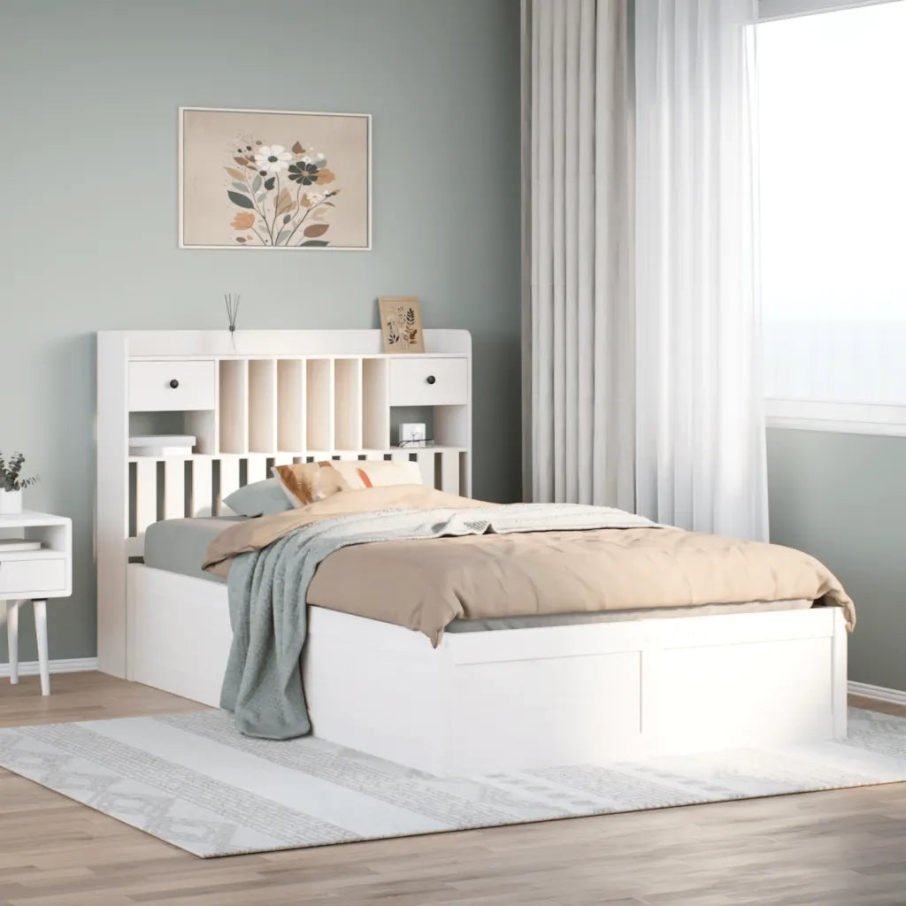 Letto senza Materasso Bianco 135x190 cm Legno Massello di Pino