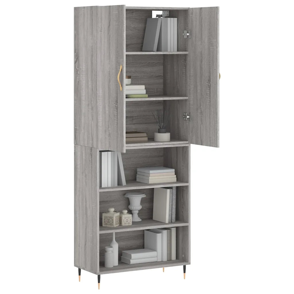 vidaXL Credenza Grigio Sonoma 69,5x34x180 cm in Legno Multistrato