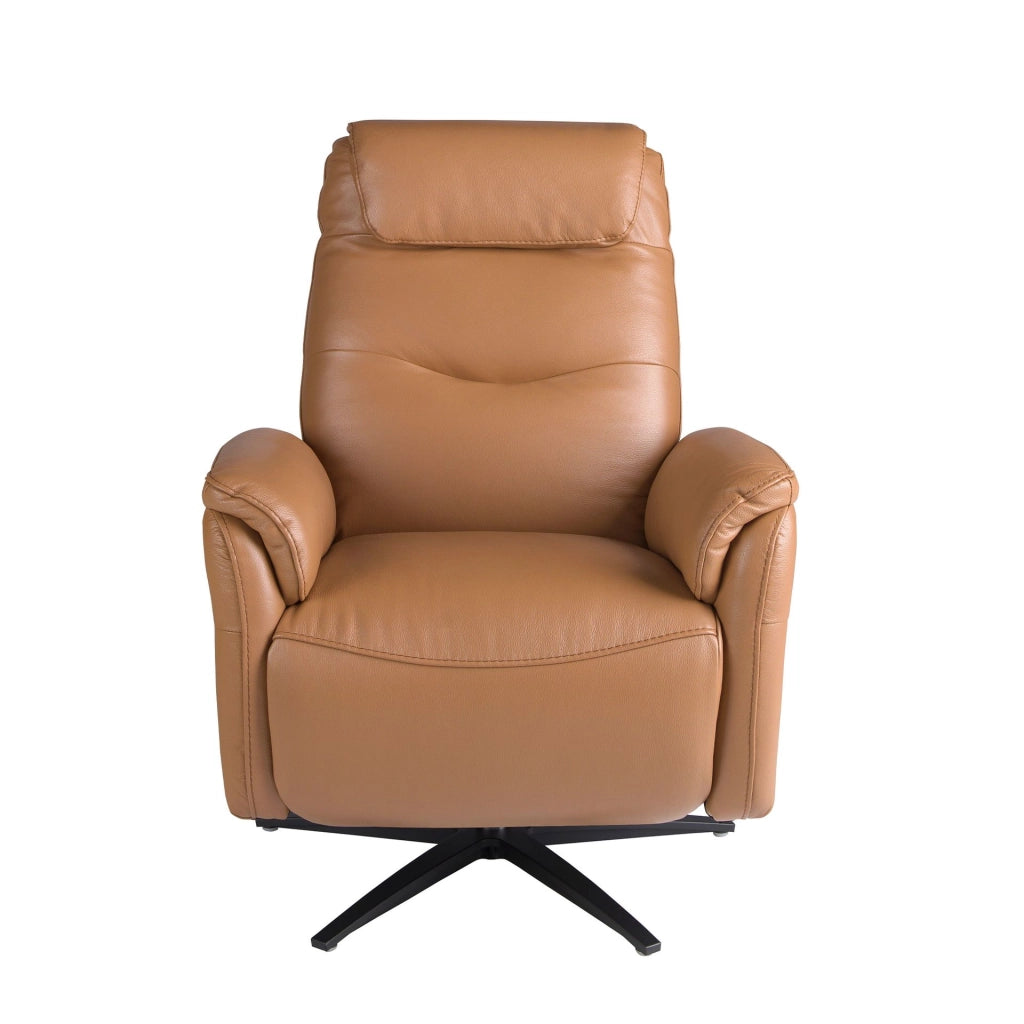 Poltrona girevole in pelle marrone