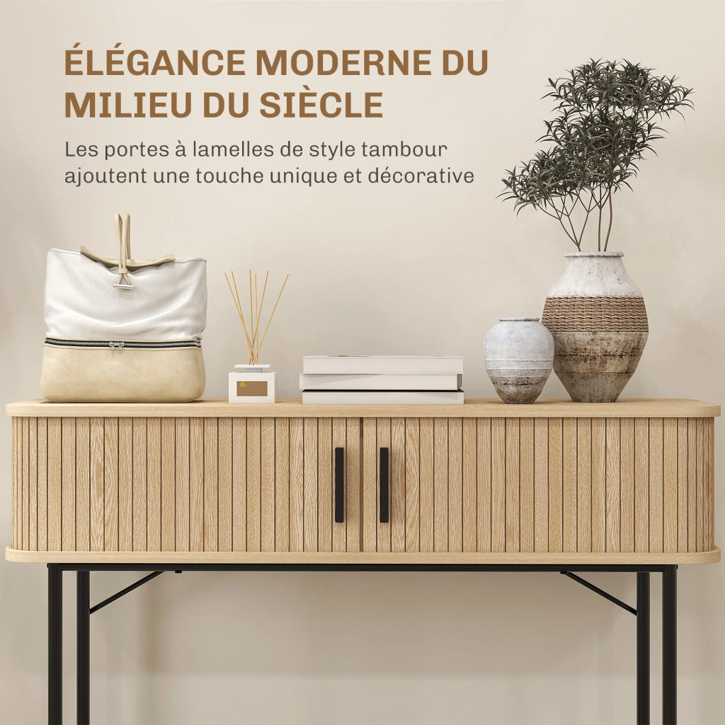 Tavolo console con ante scorrevoli a doghe ¨C zephmum ¨C quercia e nero