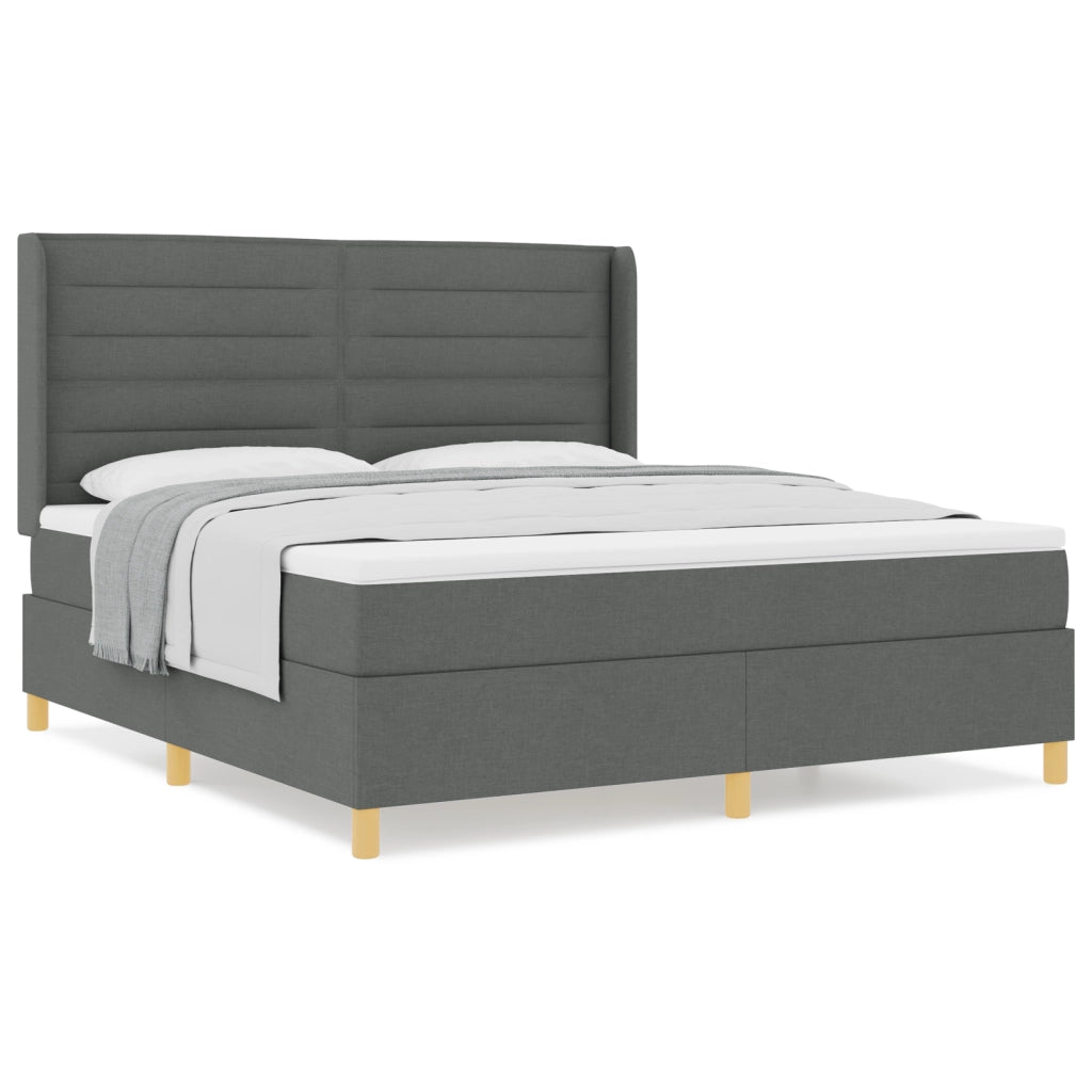 Letto Box Spring con Materasso Grigio Scuro 180x200 cm Tessuto