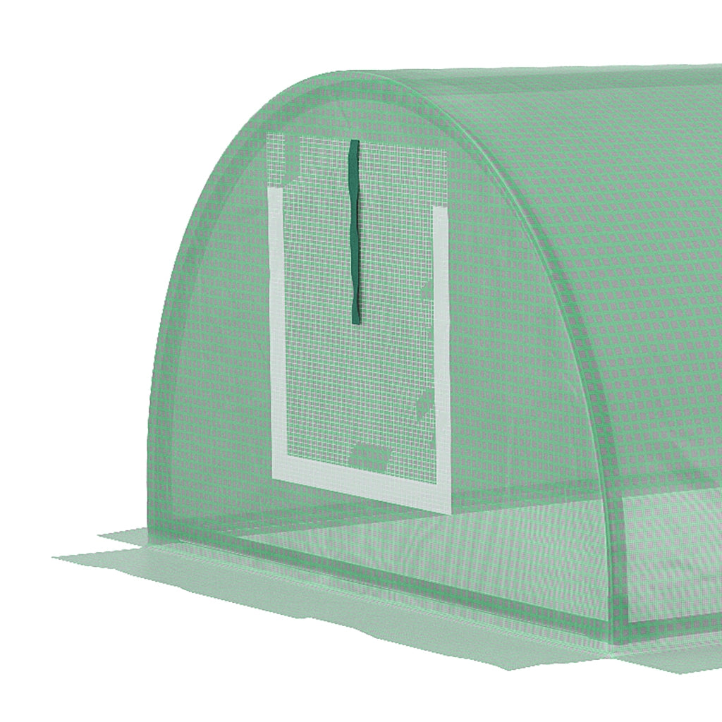 Mini serra da esterno verde 200 x 80 x 45 cm con 4 finestre in rete