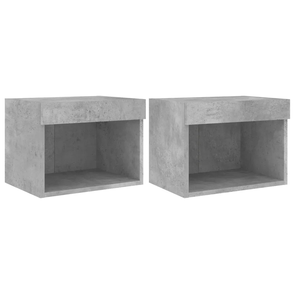 Comodini con Luci LED a Parete 2pz-Set di 2 Tavolino da notte Grigio Cemento