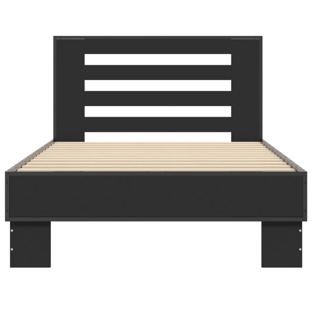 Giroletto Nero 100x200 cm in Legno Multistrato e Metallo 845647