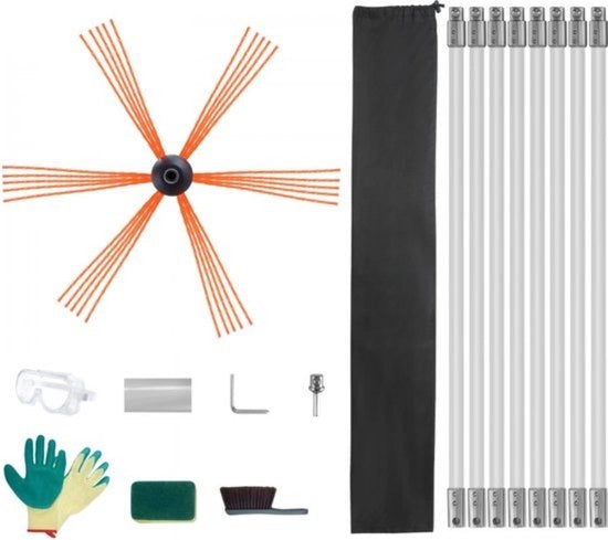 Set di spazzole per camino - 8M Spazzole per camino - inclusa 8 bacchette Spazzola per camino aperto - Nylon