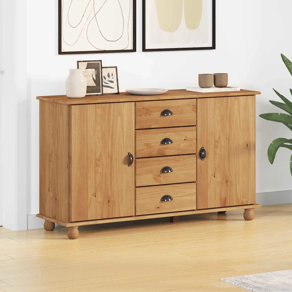 Credenza-Buffet-Armadio da cucina ASKIM 133,5 x 40 x 79 cm Legno di pino massello 686263