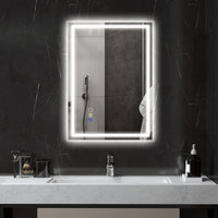Specchio Bagno da Parete LED Antiappannamento 50x70 cm Speaker Bluetooth e Pulsanti Touch in Vetro Temperato