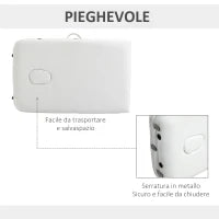 Lettino Massaggi Portatile Pieghevole e Professionale in Alluminio bianco 215x81x61-84cm