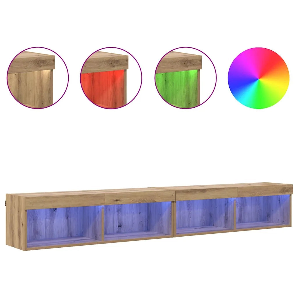 Set mobile TV con LED 2 pcs Rovere artigianale 100 x 30 x 30 cm 882968