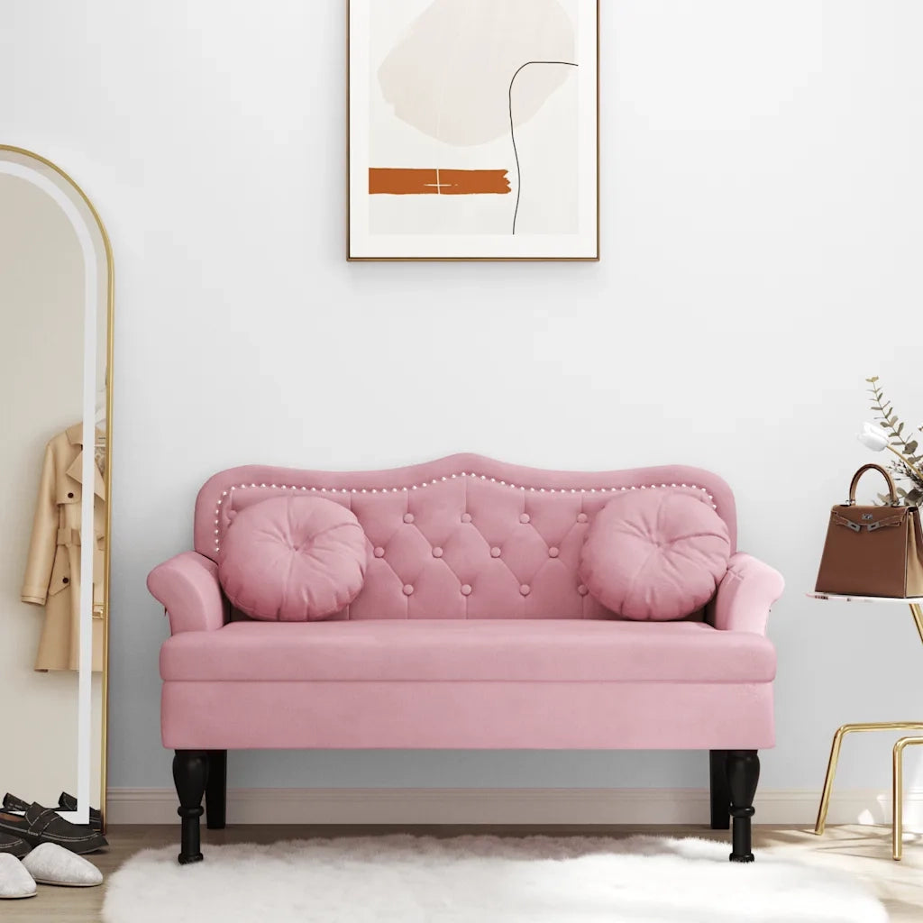 Panca con Cuscini Rosa 120,5x65x75 cm in Velluto CFW4392860