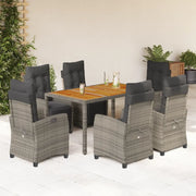 Set da Pranzo da Giardino 7 pz con Cuscini in Polyrattan Grigio 3212915