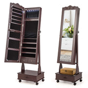 Set di 1 mobiletto portagioielli a tutta lunghezza 45 x 35 x 157 cm capiente 3 angoli regolabili MDF marrone 20_0010328