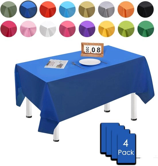 Set da tovaglia da tavolo 4 pezzi, 137cm x 274cm, rettangolare, impermeabile, resistente alle macchie, colore blu scuro, per feste di compleanno, matrimoni, Natale, feste per bambini, cucine, giardini e feste.
