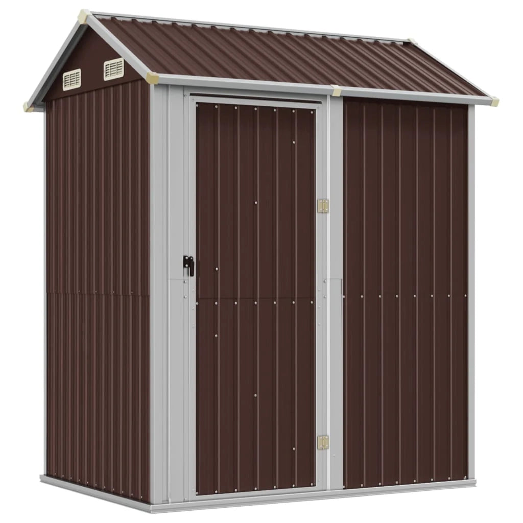 Casetta da giardino cabina ripostiglio casetta da esterno robusta casetta per attrezzi 192 x 152,5 x 237 cm acciaio zincato marrone 02_0022279