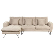 Divano 3 posti angolare rivestito in tessuto beige lato destro regolabile stile moderno design classico