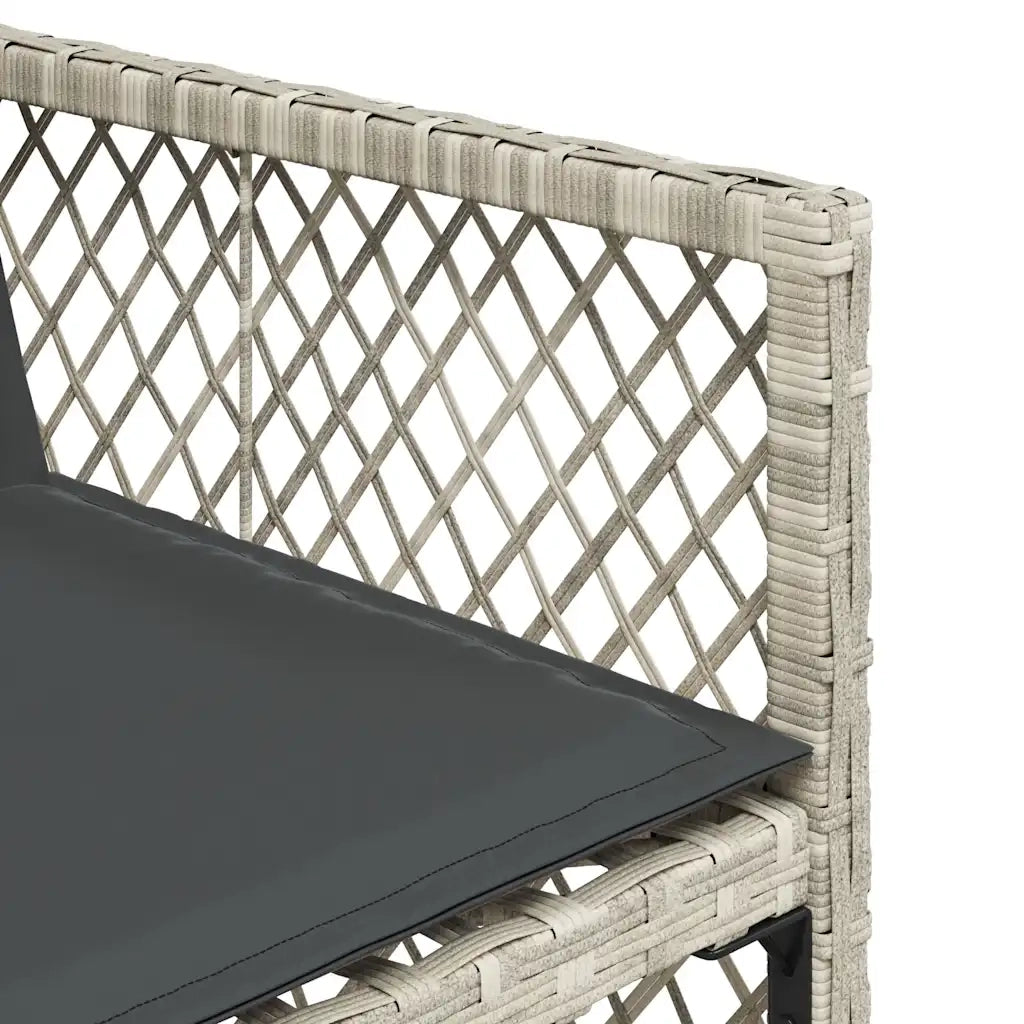 Set Pranzo da Giardino 5pz | Set Salotto da Giardino con Cuscini Grigio Chiaro Polyrattan