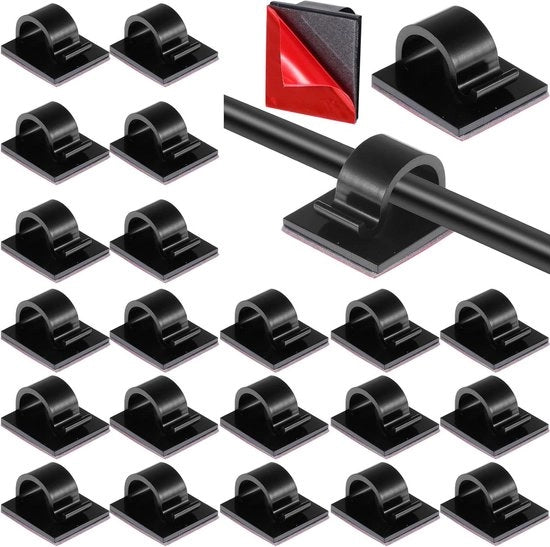 Organizzatore di cavi a forma di R per illuminazione di Natale con adesivo selflocking - nero medio