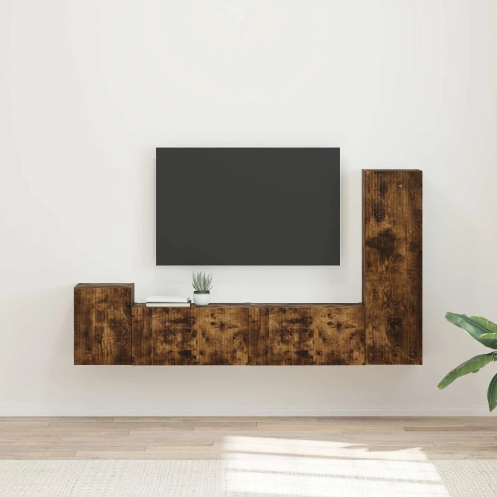Set mobile TV 4 pcs Rovere fumé Legno multistrato 3409002