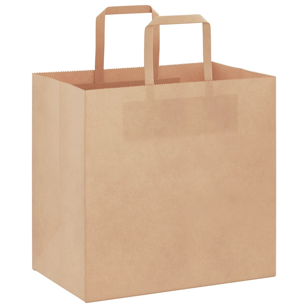 Sacchetti di Carta 250 pz con Manici Marrone 26x17x25 cm