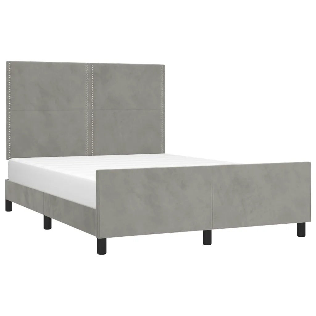 Giroletto con Testiera Grigio Chiaro 140x200 cm in Velluto cod mxl 58703