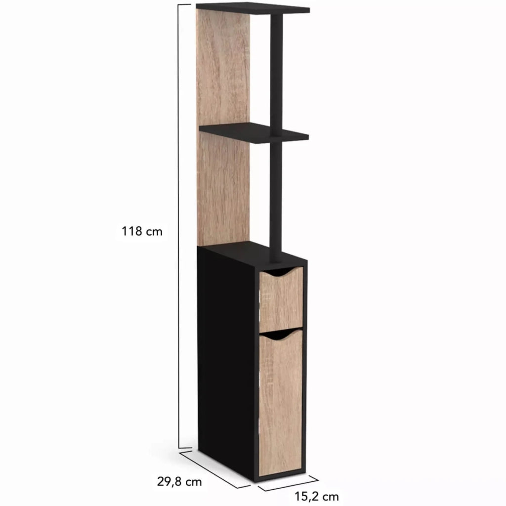 IDMarket - Mobile WC a 2 ante in faggio e nero WILLY