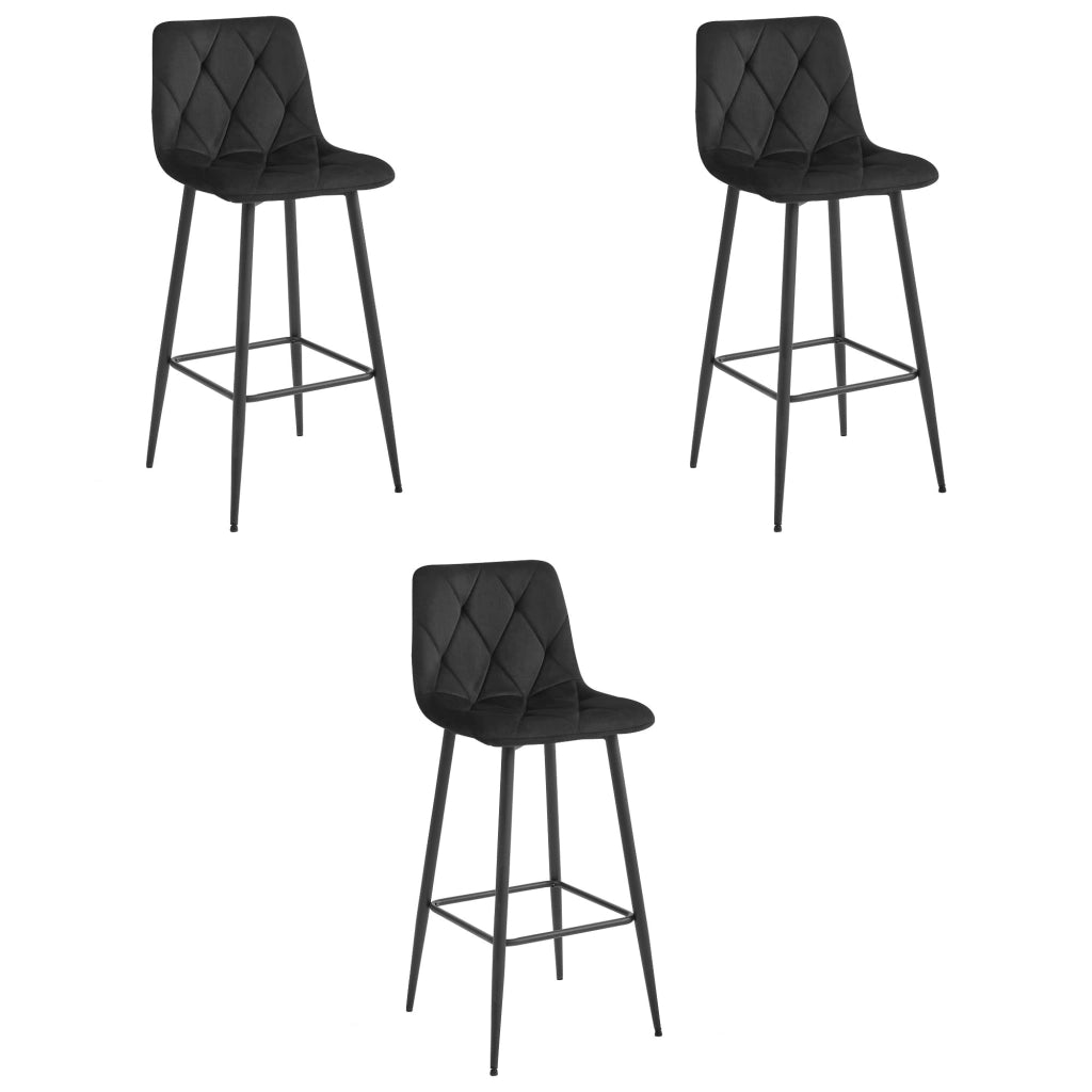 Valora KODA STOOL Sgabello da bar in velluto nero con gambe nere x3