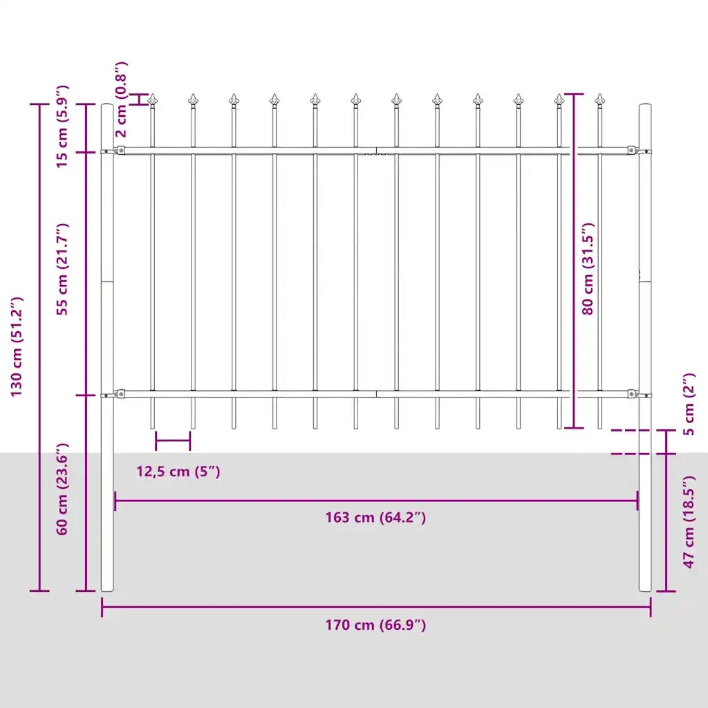 Cancello per Recinzione con Punte in Acciaio 100x175 cm Verde 146376